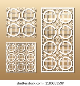 Die cut card. Laser cut vector panel. Cutout silhouette with geometric seamless pattern. A picture suitable for printing, engraving, laser cutting paper, wood, metal, stencil manufacturing.