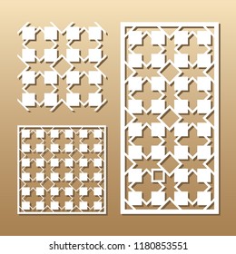 Die cut card. Laser cut vector panel. Cutout silhouette with geometric seamless pattern. A picture suitable for printing, engraving, laser cutting paper, wood, metal, stencil manufacturing.