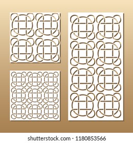 Die cut card. Laser cut vector panel. Cutout silhouette with geometric seamless pattern. A picture suitable for printing, engraving, laser cutting paper, wood, metal, stencil manufacturing.