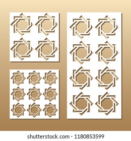 Die cut card. Laser cut vector panel. Cutout silhouette with geometric seamless pattern. A picture suitable for printing, engraving, laser cutting paper, wood, metal, stencil manufacturing.