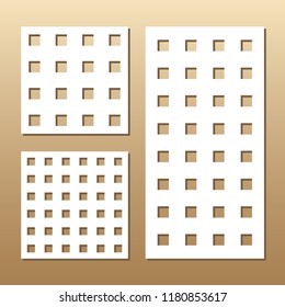Die cut card. Laser cut vector panel. Cutout silhouette with geometric seamless pattern. A picture suitable for printing, engraving, laser cutting paper, wood, metal, stencil manufacturing.