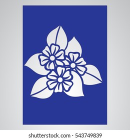 Die cut card. Laser cut vector panel. Cutout silhouette with botanical pattern. Filigree leaves for paper cutting.