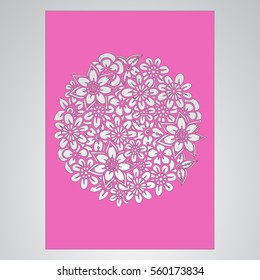 Die cut card. Laser cut vector panel. Cutout silhouette with botanical pattern. Filigree leaves for paper cutting. 