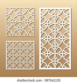 Die cut card. Laser cut vector panel. Cutout silhouette with geometric pattern. A picture suitable for printing, engraving, laser cutting paper, wood, metal, stencil manufacturing. 
