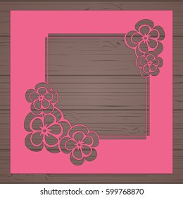 Die cut card. Laser cut vector panel. Cutout silhouette with botanical pattern. Filigree leaves for paper cutting. 