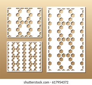 Die cut card. Laser cut vector panel. Cutout silhouette with geometric pattern. A picture suitable for printing, engraving, laser cutting paper, wood, metal, stencil manufacturing. 