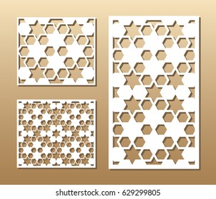 
Die cut card. Laser cut vector panel. Cutout silhouette with geometric pattern. A picture suitable for printing, engraving, laser cutting paper, wood, metal, stencil manufacturing. 