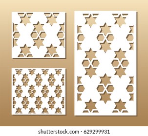 
Die cut card. Laser cut vector panel. Cutout silhouette with geometric pattern. A picture suitable for printing, engraving, laser cutting paper, wood, metal, stencil manufacturing. 