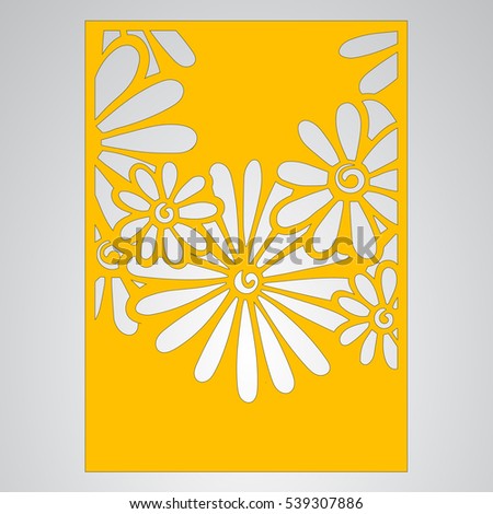 Die cut card. Laser cut vector panel. Cutout silhouette with botanical pattern. Filigree leaves for paper cutting. 