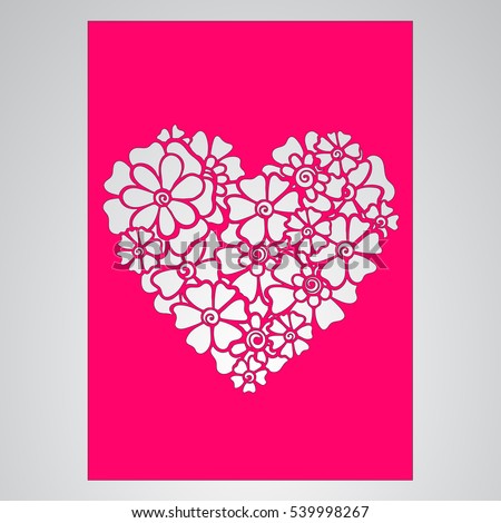 Die cut card. Laser cut vector panel. Cutout silhouette with botanical pattern. Filigree leaves for paper cutting. 