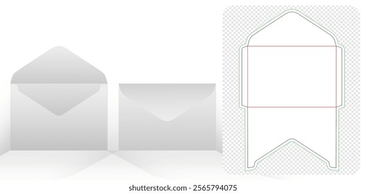 die cut envelope templates isolated background for your message, packaging branding, products compartments unique designs, minimalist conceptual holder, wedding invitation envelopes, container die cut