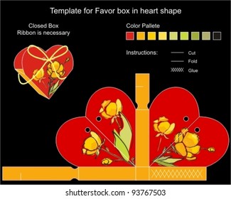 Die cut favor box. Floral pattern.