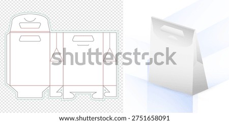 Die Cut or die line Box Packaging banana chips or cassava chips Template product Food Takeaway Carton Design for product packaging, food boxes, gift boxes, and retail packaging, paper bag model