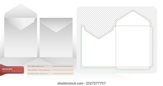 Morrer corte ou morrer linha envelope casamento convite modelos para seus projetos, marca de embalagem, design exclusivo compartimento do produto, titular conceitual minimalista, papelaria pacotes, 3d mockups realista