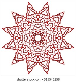 Die cut mandala ornament. Round pattern, template for laser cutting. Lacy ornament, orient motif.