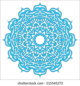 Die cut mandala ornament. Round pattern, template for laser cutting. Lacy ornament, orient motif.