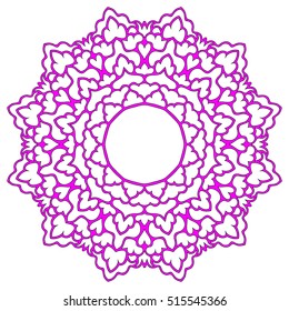 Die cut mandala ornament. Round pattern, template for laser cutting. Lacy ornament, orient motif.