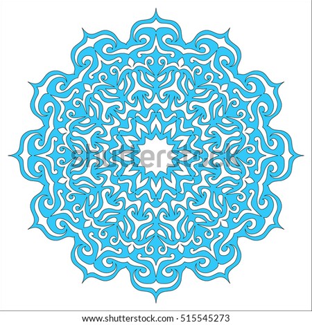 Die cut mandala ornament. Round pattern, template for laser cutting. Lacy ornament, orient motif.