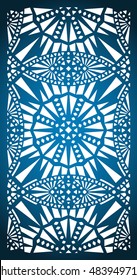 Die cut ornamental panel. May be user for laser cutting. Laser cut card. Silhouette template. Geometric paperwork. Polygonal decorative pattern.