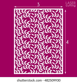 Die cut ornamental panel with seamless pattern. May be use for laser cutting. Lazer cut card. Silhouette pattern. Cutout paperwork. Cabinet fretwork panel. Lasercut metal panel. Wood carving.