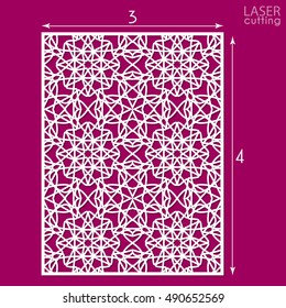 Die cut ornamental panel with seamless pattern. May be use for laser cutting. Laser cut card. Silhouette pattern. Cutout paperwork. Cabinet fretwork panel. Lasercut metal panel. Wood carving.