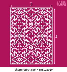 Die cut ornamental wedding invitation card template with lace pattern. 