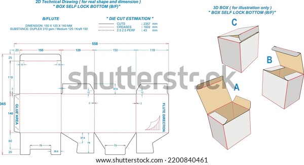 Die Cut Packaging Box Self Lock Stock Vector (Royalty Free) 2200840461 ...