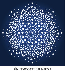 Fallo tarjeta de papel cortada con ornamento de mandala recortada. Puede utilizarse para cortar láser o cortar máquinas. Patrón de mandala del vector de corte láser. Stencil mandala. Plantilla de Rangoli.