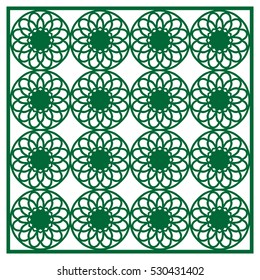 Die cut paper card with cutout mandala ornament. Round pattern, template for laser cutting