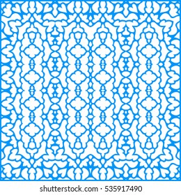 Die cut paper card with cutout lacy ornament. Square pattern, template for laser cutting