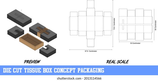 Die cut tissue box packaging design concept