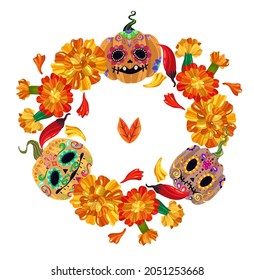 Die de los muertos. The day of the Dead. Mexican holiday. Vector illustration, festival, handmade, print on t-shirt, banner and card