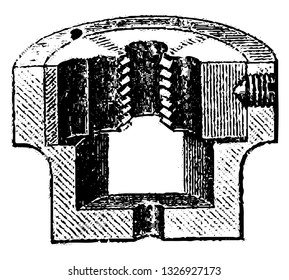 Die and guide is a specialized tool used in manufacturing industries to cut or shape material mostly using a press, vintage engraved line art illustration. Bicycle Accessories - 1900
