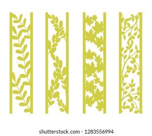 Die and laser cut ornamental panels with floral pattern. flowers and leaves. Laser cut decorative lace borders patterns. Set of bookmarks templates.