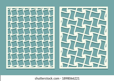 Die and laser cut scenical panels with tiled pattern. Laser cutting decorative lace borders patterns. Set of Wedding Invitation or greeting card templates. Vector illustration