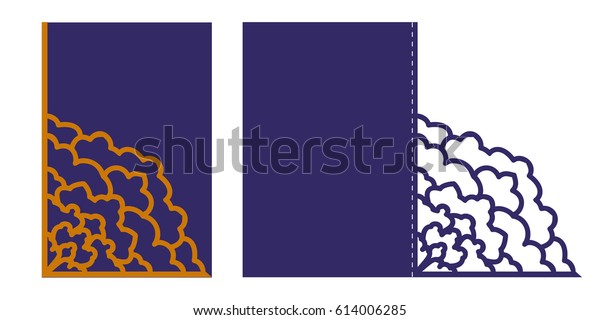 Die laser cutting vector card. Laser cut Wedding\
invitation template. Die cut paper card with ornamental silhouette.\
Image suitable for laser cutting, plotter cutting or printing.\
Stock vector