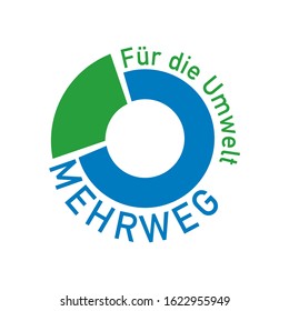 Für die Umwelt Mehrweg "Reusable for the environment" written in German. Icon for bottle labels. 