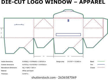 Die-cut apparel logo window box template design