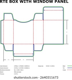 Die-cut template for retail box with window panel design