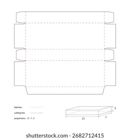 Stanzen von Verpackungen mit Schnitt- und Faltlinien. Kann zum Erstellen von Paketen verwendet werden.