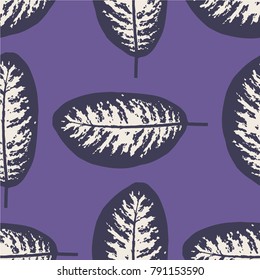 Dieffenbachia ultra violet tropical leaf seamless pattern. Vector illustration