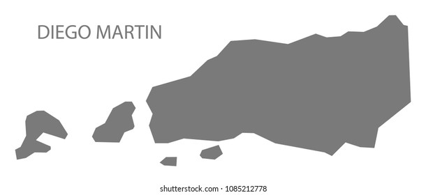 Diego Martin map of Trinidad and Tobago grey illustration shape