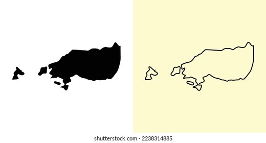 Diego Martin map, Trinidad and Tobago, Americas. Filled and outline map designs. Vector illustration