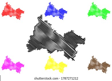 Diekirch canton (Grand Duchy of Luxembourg, Administrative divisions) map vector illustration, scribble sketch Diekirch map