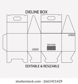 Dieline box design with handle and barcode packaging