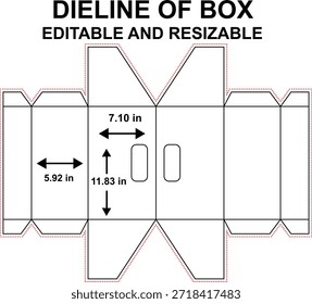 A dieline of a box is a flat, 2D template that shows all the cut lines, fold lines, and panels needed to create the box. It acts as a guide for packaging design and production, ensuring the box is printed, cut, and folded accurately before being assembled into its 3D shape.