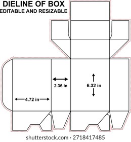 Eine Schnittlinie eines Felds ist eine flache 2D-Vorlage, die alle zum Erstellen des Felds erforderlichen Schnittlinien, Faltlinien und Bereiche anzeigt. Es dient als Leitfaden für die Gestaltung und Herstellung von Verpackungen und stellt sicher, dass die Schachtel gedruckt, geschnitten und genau gefaltet wird, bevor sie in ihre 3D-Form zusammengebaut wird.
