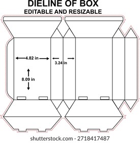 Eine Schnittlinie eines Felds ist eine flache 2D-Vorlage, die alle zum Erstellen des Felds erforderlichen Schnittlinien, Faltlinien und Bereiche anzeigt. Es dient als Leitfaden für die Gestaltung und Herstellung von Verpackungen und stellt sicher, dass die Schachtel gedruckt, geschnitten und genau gefaltet wird, bevor sie in ihre 3D-Form zusammengebaut wird.