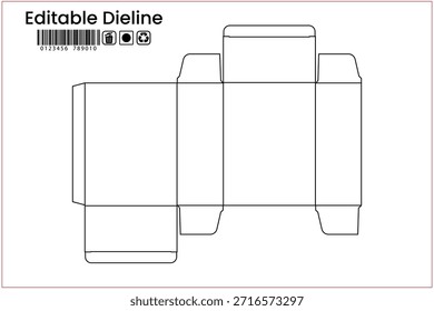 Dieline, caja Dieline, Vector de Plantilla de embalaje.
