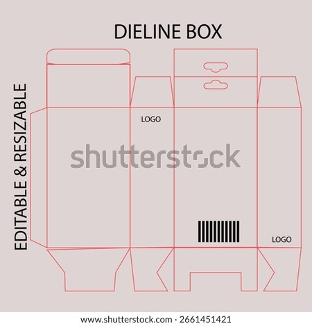 Dieline box template with editable and resizable text